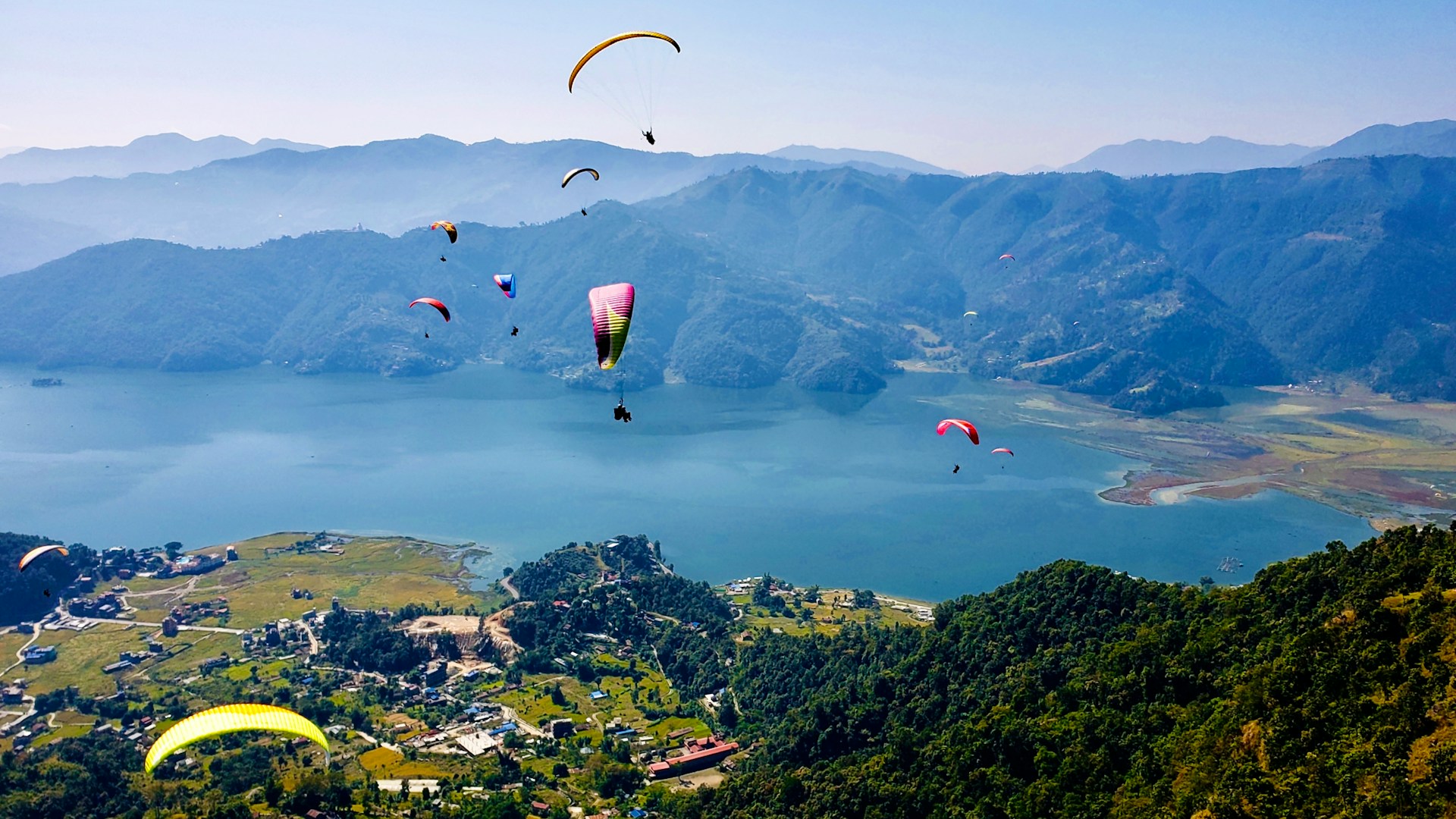 Paragliding activity in Pokhara